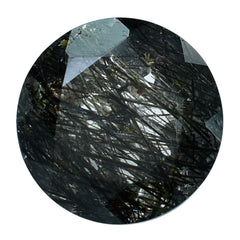 BLACK RUTILE QUARTZ CUT ROUND 12MM 5.35 Cts.