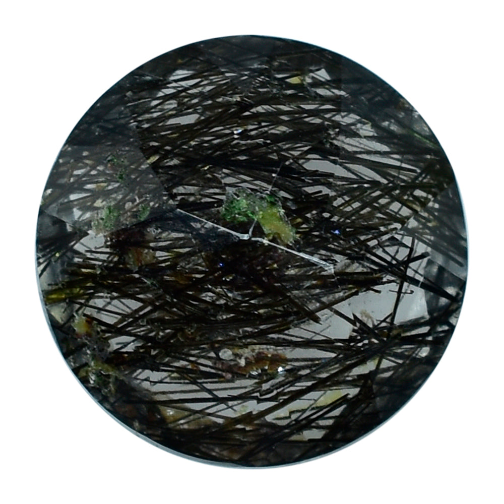 BLACK RUTILE QUARTZ CUT ROUND 12MM 5.35 Cts.