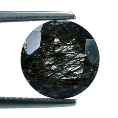 BLACK RUTILE QUARTZ CUT ROUND 12MM 5.35 Cts.
