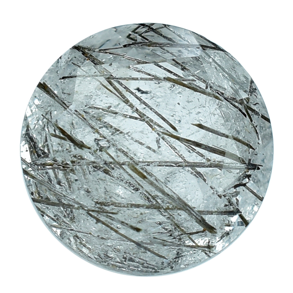 BLACK RUTILE QUARTZ CUT ROUND 8MM 1.73 Cts.