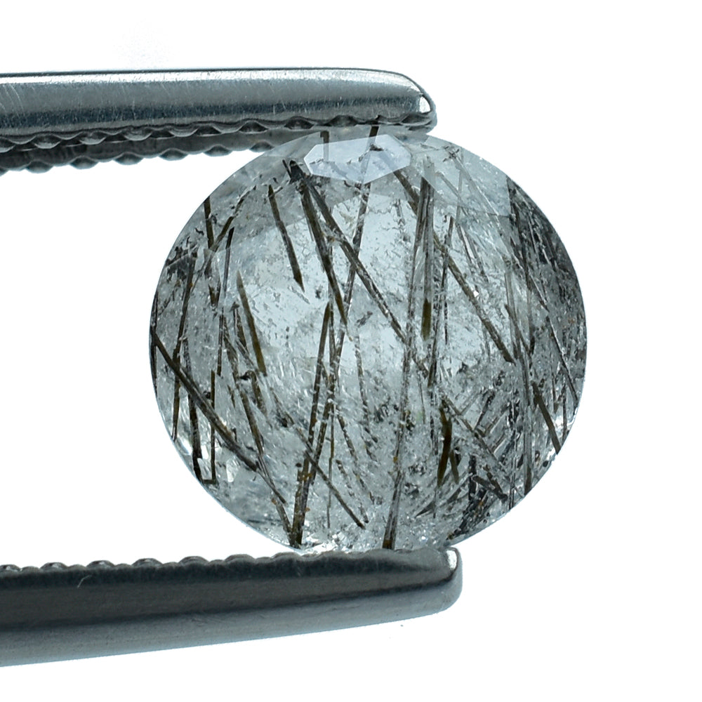BLACK RUTILE QUARTZ CUT ROUND 8MM 1.73 Cts.