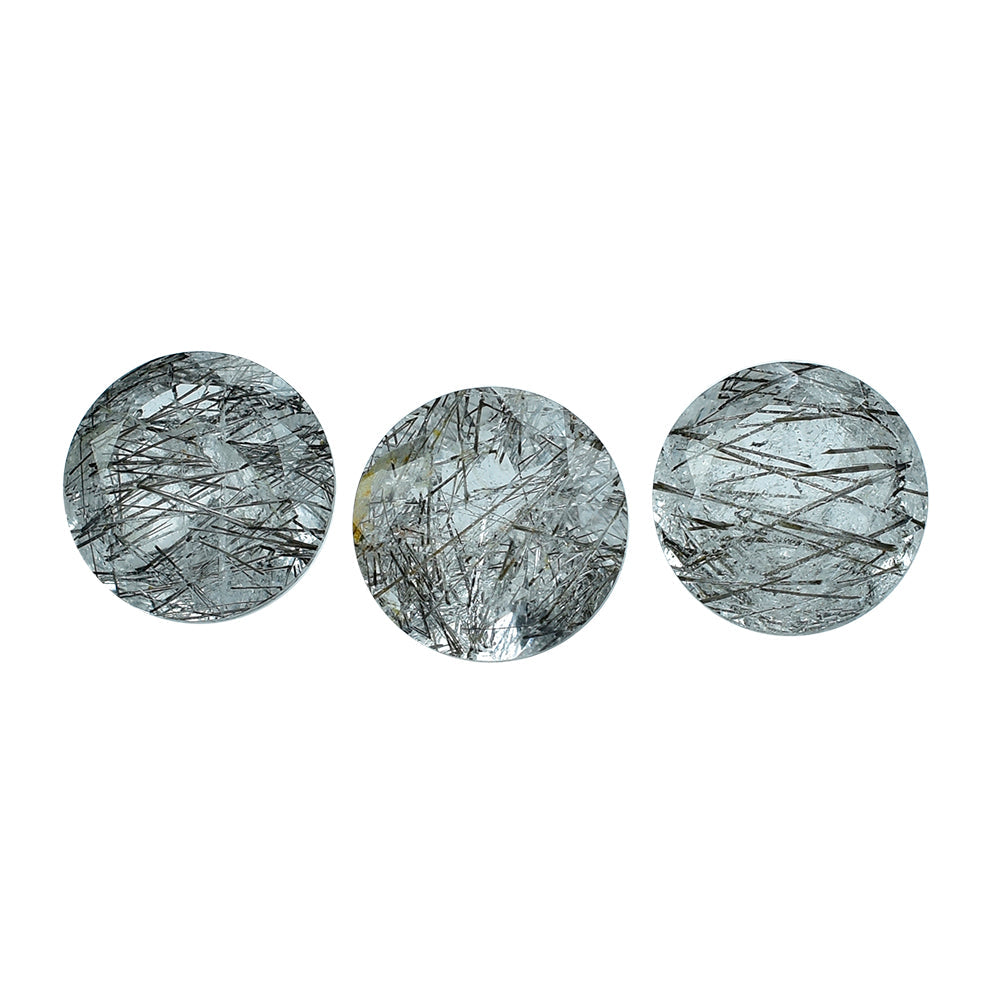 BLACK RUTILE QUARTZ CUT ROUND 8MM 1.73 Cts.