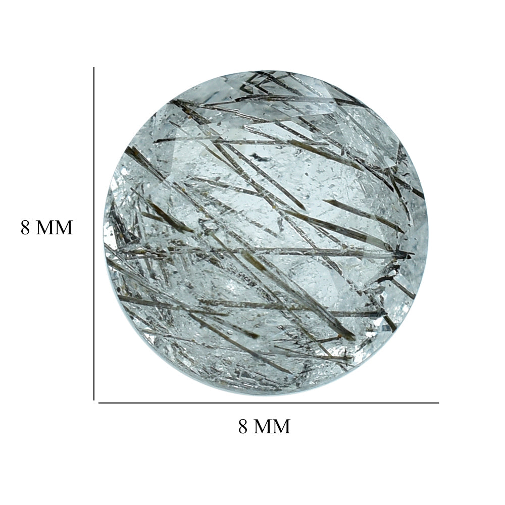 BLACK RUTILE QUARTZ CUT ROUND 8MM 1.73 Cts.