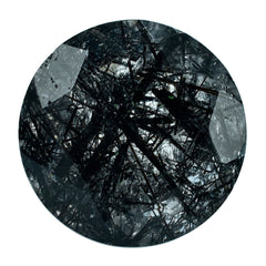 BLACK RUTILE QUARTZ CUT ROUND 14MM 8.75 Cts.