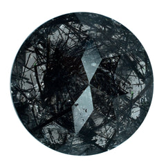 BLACK RUTILE QUARTZ CUT ROUND 14MM 8.75 Cts.