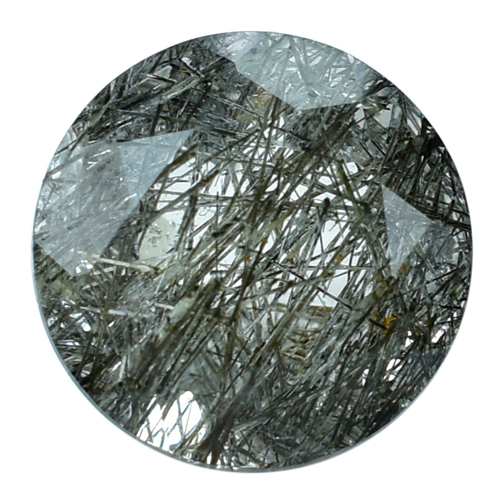 BLACK RUTILE QUARTZ CUT ROUND 10MM (BLACK/SI) 3.32 Cts.