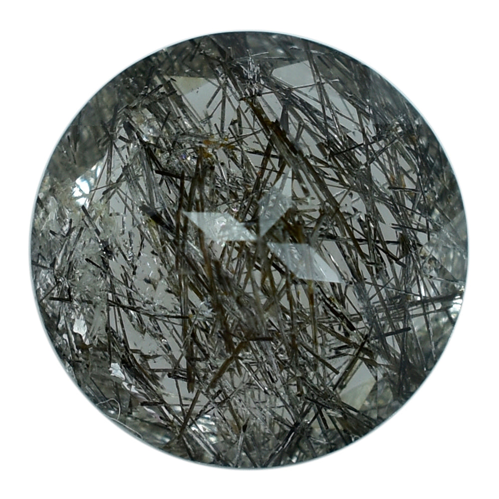 BLACK RUTILE QUARTZ CUT ROUND 10MM (BLACK/SI) 3.32 Cts.