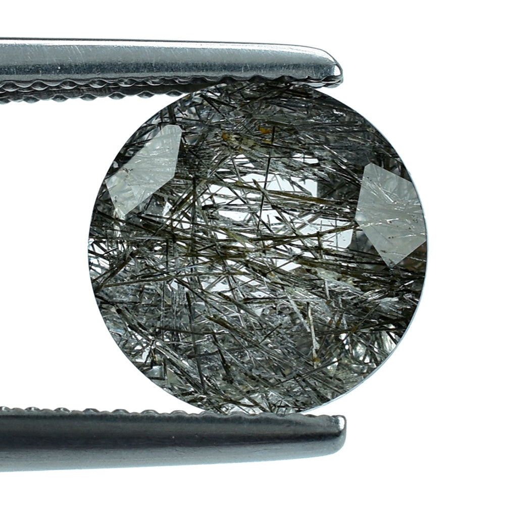 BLACK RUTILE QUARTZ CUT ROUND 10MM (BLACK/SI) 3.32 Cts.