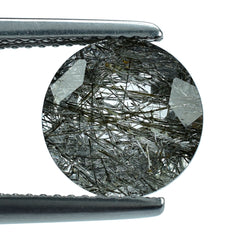 BLACK RUTILE QUARTZ CUT ROUND 10MM (BLACK/SI) 3.32 Cts.