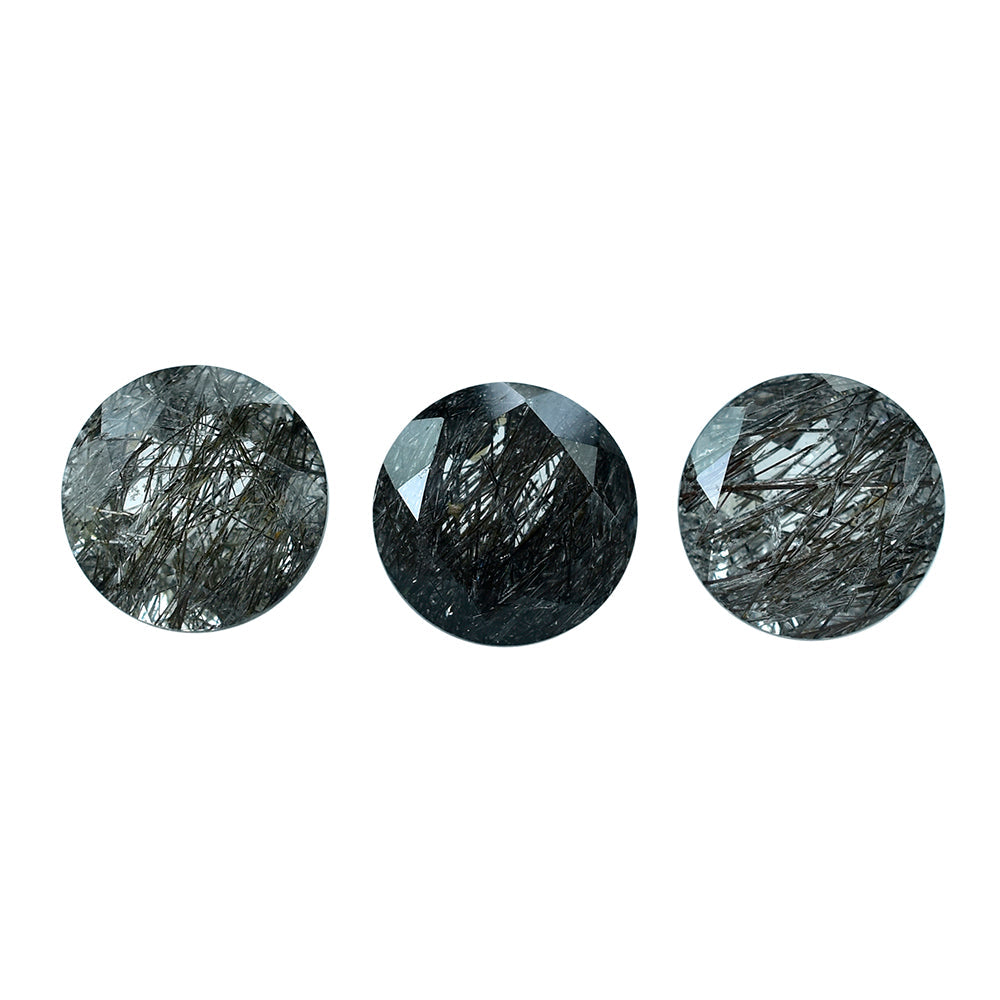 BLACK RUTILE QUARTZ CUT ROUND 10MM (BLACK/SI) 3.32 Cts.