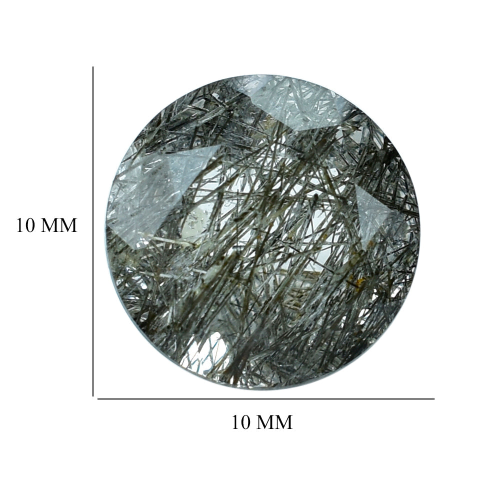 BLACK RUTILE QUARTZ CUT ROUND 10MM (BLACK/SI) 3.32 Cts.