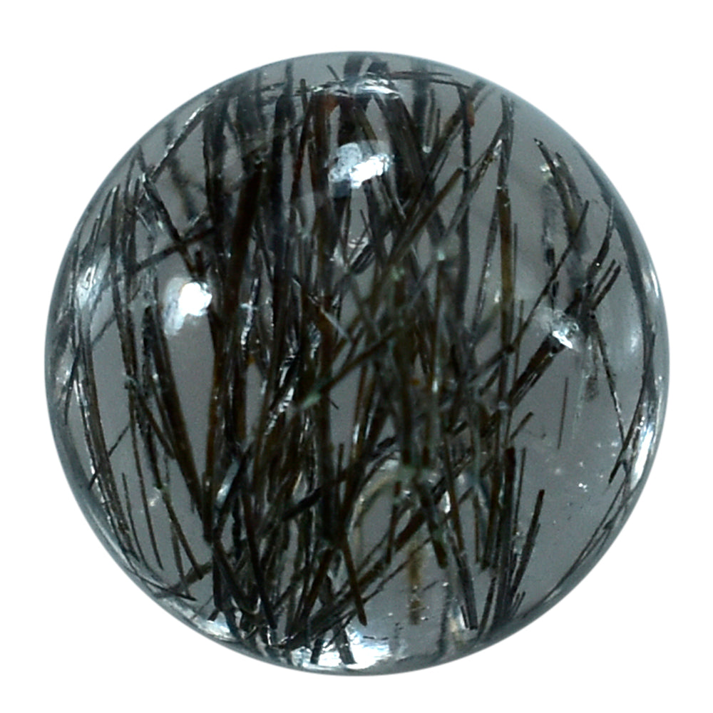 BLACK RUTILE QUARTZ PLAIN ROUND CAB 8MM (BLACK/SI) 2.00 Cts.
