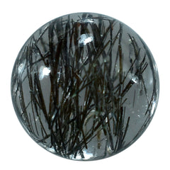 BLACK RUTILE QUARTZ PLAIN ROUND CAB 8MM (BLACK/SI) 2.00 Cts.