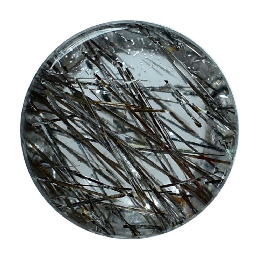 BLACK RUTILE QUARTZ PLAIN ROUND CAB 8MM (BLACK/SI) 2.00 Cts.
