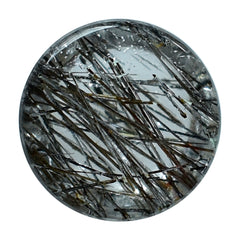 BLACK RUTILE QUARTZ PLAIN ROUND CAB 8MM (BLACK/SI) 2.00 Cts.