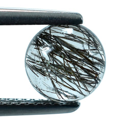 BLACK RUTILE QUARTZ PLAIN ROUND CAB 8MM (BLACK/SI) 2.00 Cts.