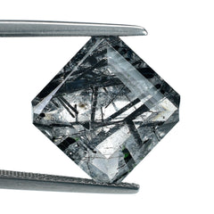 BLACK RUTILE QUARTZ ASSCHER CUT SQUARE-OCTAGON (DES#139) 14MM 11.35 Cts.