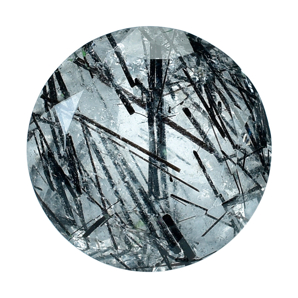 BLACK RUTILE QUARTZ CUT ROUND 14 MM 8.71 Cts.