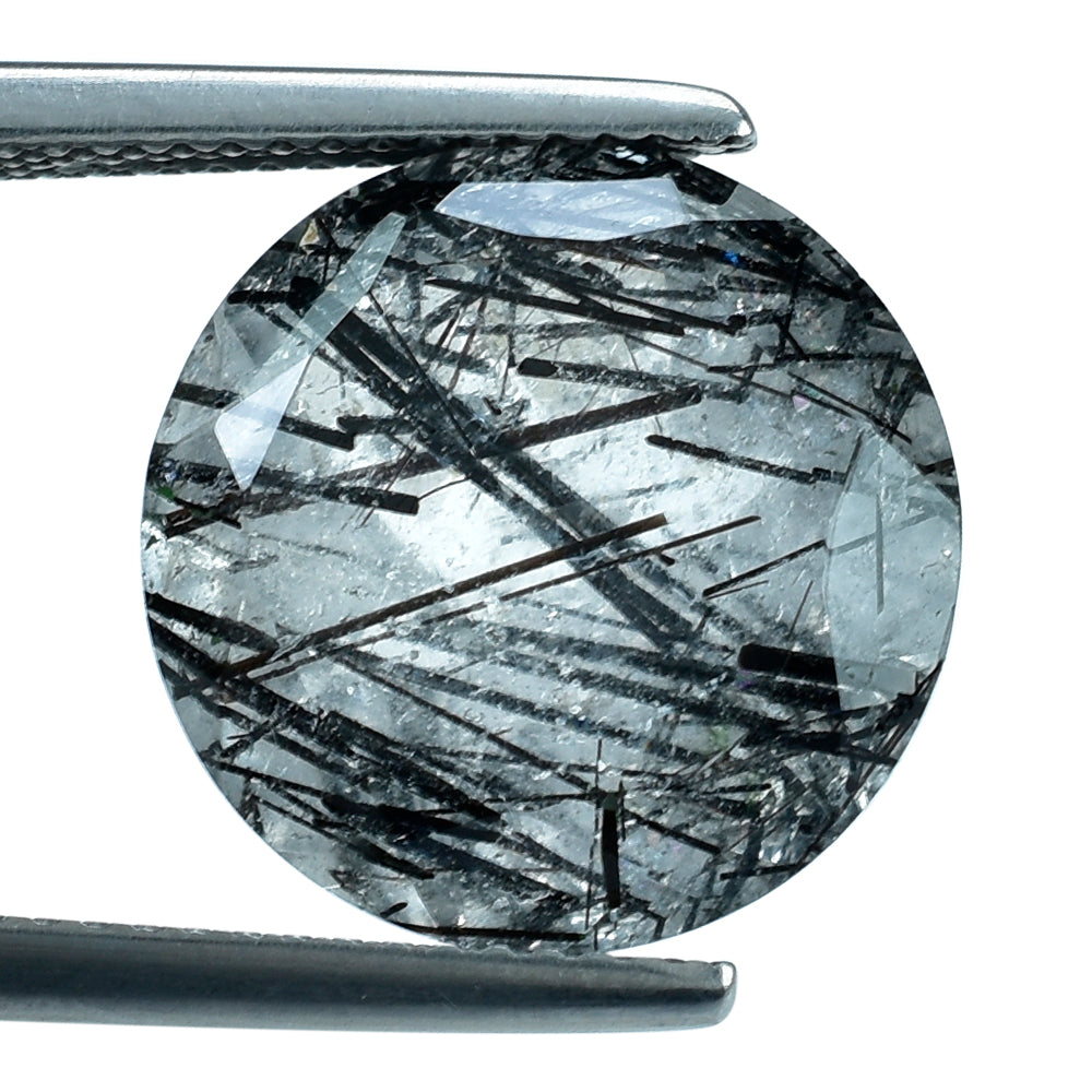 BLACK RUTILE QUARTZ CUT ROUND 14 MM 8.71 Cts.