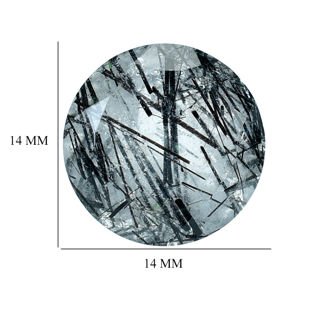 BLACK RUTILE QUARTZ CUT ROUND 14 MM 8.71 Cts.
