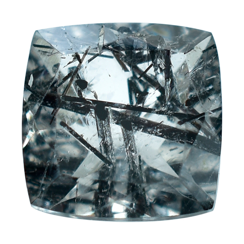 BLACK RUTILE QUARTZ CUT CUSHION 8MM 2.15 Cts.