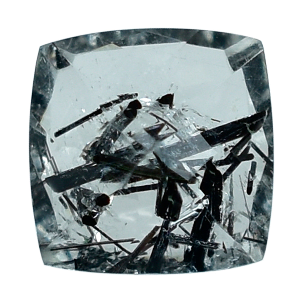 BLACK RUTILE QUARTZ CUT CUSHION 8MM 2.15 Cts.