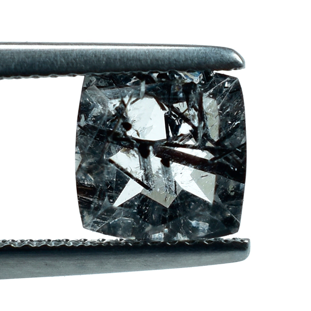 BLACK RUTILE QUARTZ CUT CUSHION 8MM 2.15 Cts.