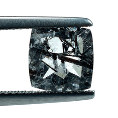 BLACK RUTILE QUARTZ CUT CUSHION 8MM 2.15 Cts.