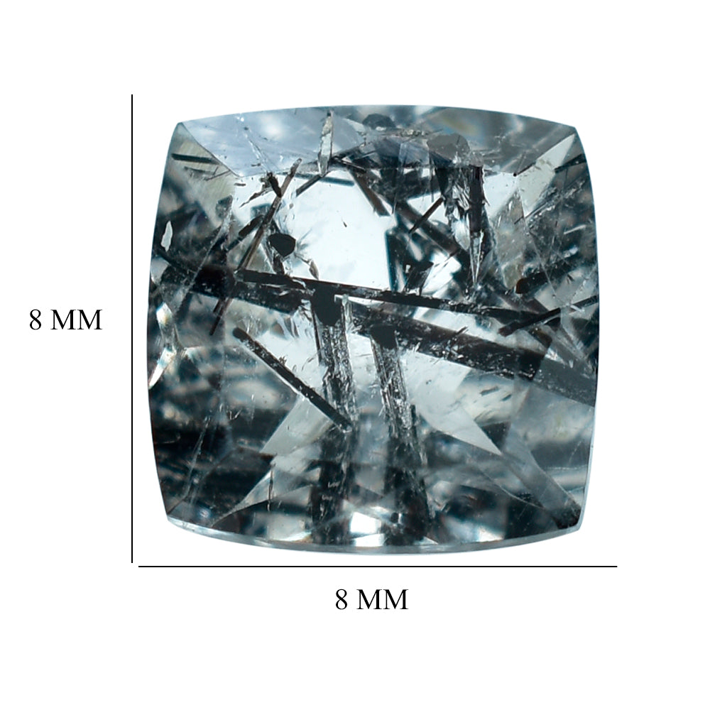 BLACK RUTILE QUARTZ CUT CUSHION 8MM 2.15 Cts.