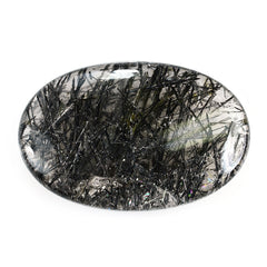 BLACK RUTILE QUARTZ PLAIN LENTIL OVAL 61X40MM 246.70 Cts.