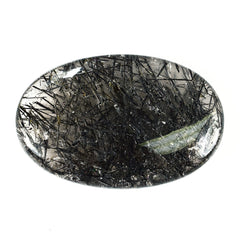 BLACK RUTILE QUARTZ PLAIN LENTIL OVAL 61X40MM 246.70 Cts.