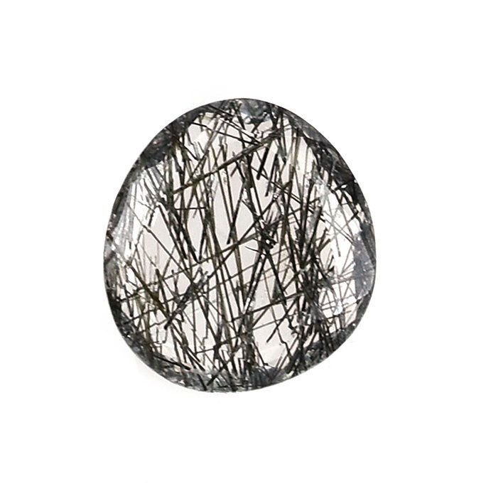 BLACK RUTILE QUARTZ BOTH SIDE TABLE CUT TRILLIONISH 12X11MM 3.38 Cts.