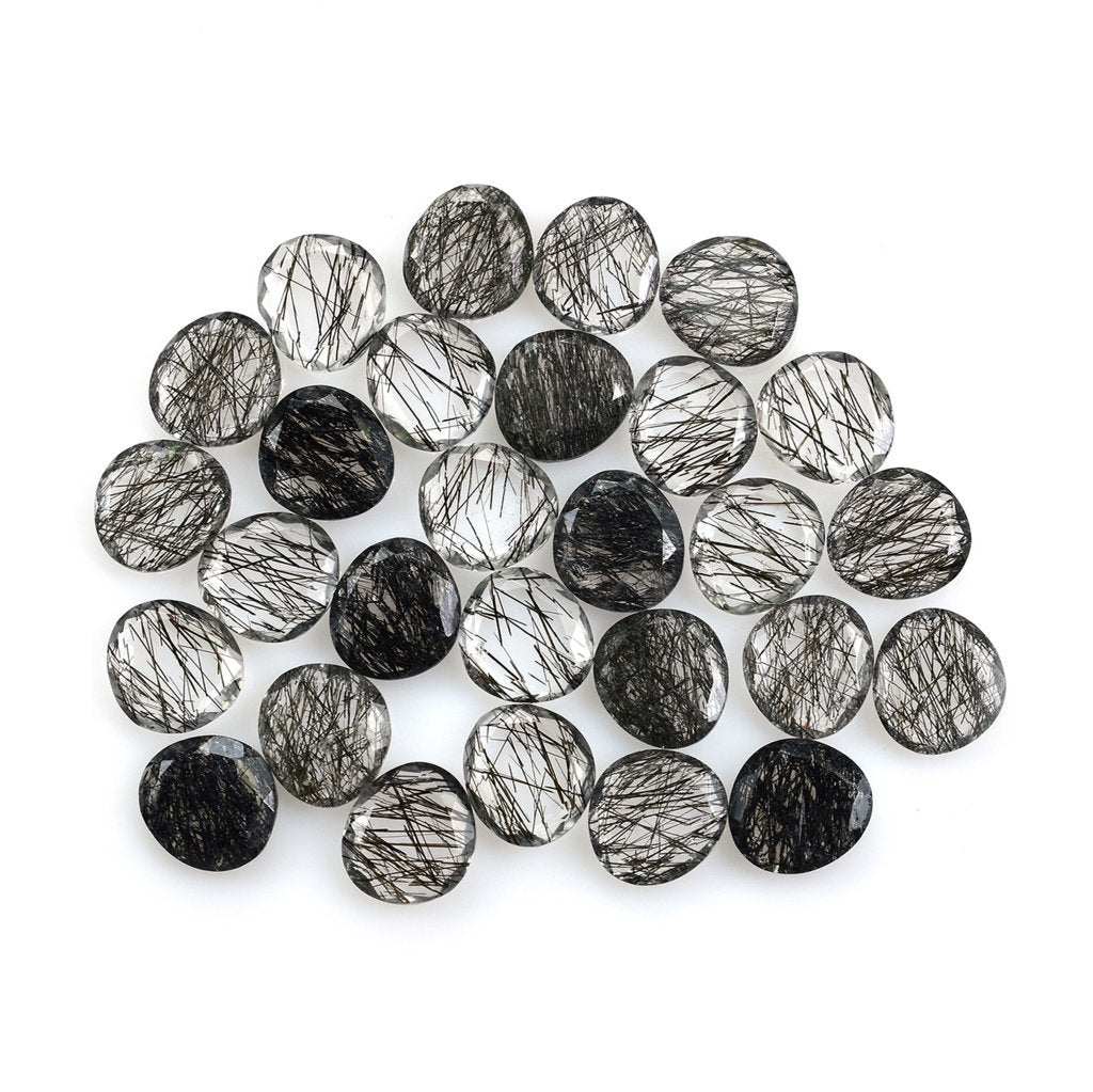 BLACK RUTILE QUARTZ BOTH SIDE TABLE CUT TRILLIONISH 12X11MM 3.38 Cts.