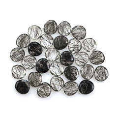 BLACK RUTILE QUARTZ BOTH SIDE TABLE CUT TRILLIONISH 12X11MM 3.38 Cts.