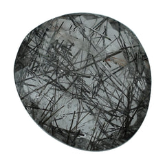 BLACK RUTILE QURATZ BOTH SIDE TABLE CUT TRILLIANISH (MANY RUTILE SOME INCLUSION) 12.00X11.00 MM 3.26 Cts.