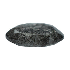 BLACK RUTILE QURATZ BOTH SIDE TABLE CUT TRILLIANISH (MANY RUTILE SOME INCLUSION) 12.00X11.00 MM 3.26 Cts.