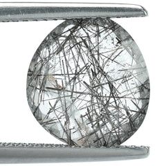 BLACK RUTILE QURATZ BOTH SIDE TABLE CUT TRILLIANISH (MANY RUTILE SOME INCLUSION) 12.00X11.00 MM 3.26 Cts.