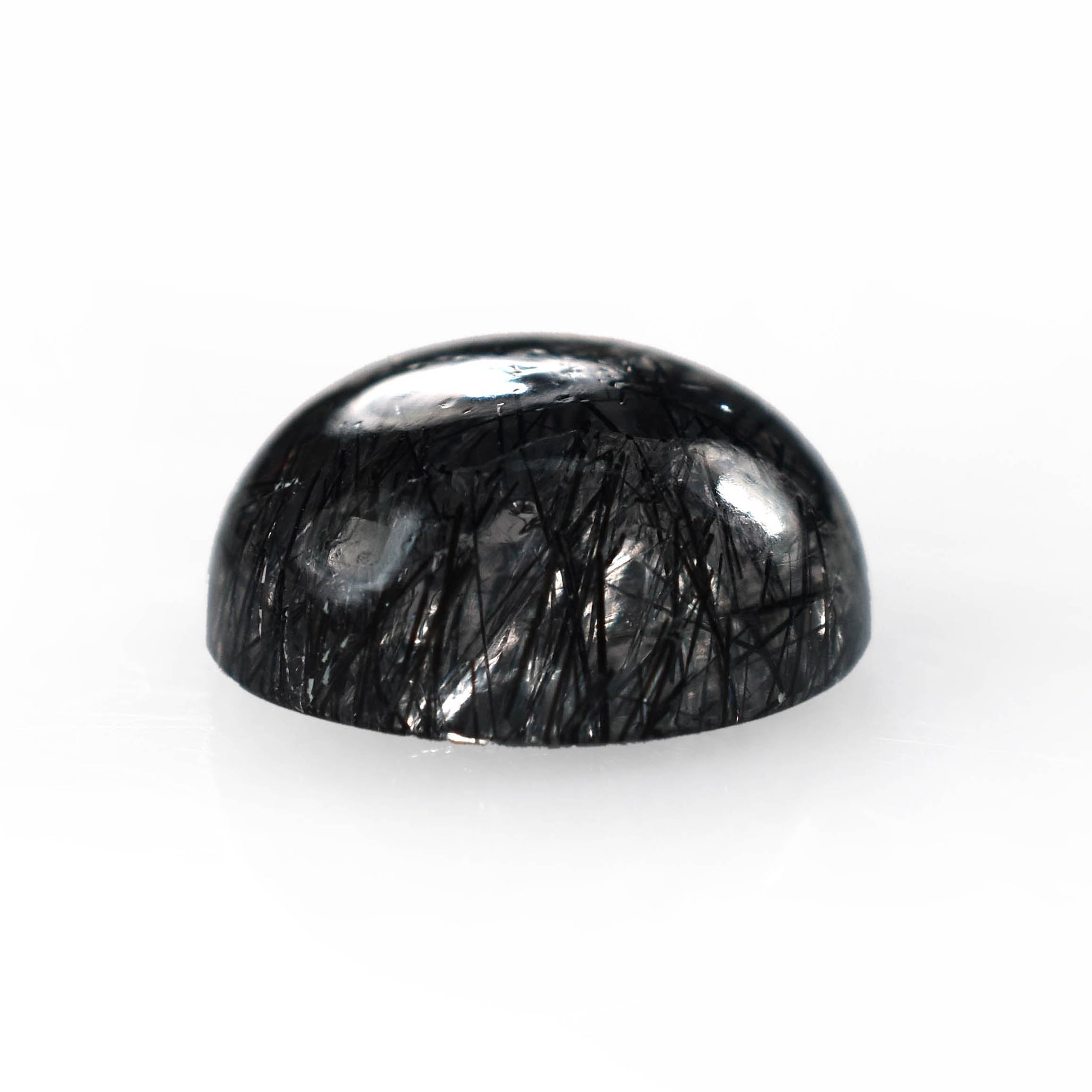 BLACK RUTILE QUARTZ MANY RUTILE (HEAVY INCLUSIONS) PLAIN ROUND CAB 12.00X12.00 MM 6.80 Cts.