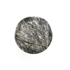 BLACK RUTILE QUARTZ MANY RUTILE (HEAVY INCLUSIONS) PLAIN ROUND CAB 12.00X12.00 MM 6.80 Cts.