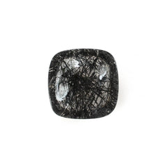BLACK RUTILE QUARTZ MANY RUTILE (SI) PLAIN LENTIL CUSHION 10.00X10.00 MM 3.71 Cts.
