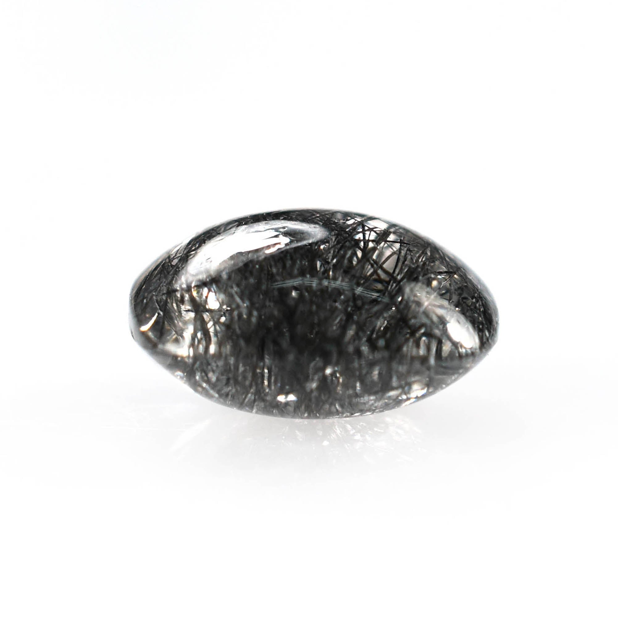 BLACK RUTILE QUARTZ MANY RUTILE (SI) PLAIN LENTIL CUSHION 10.00X10.00 MM 3.71 Cts.
