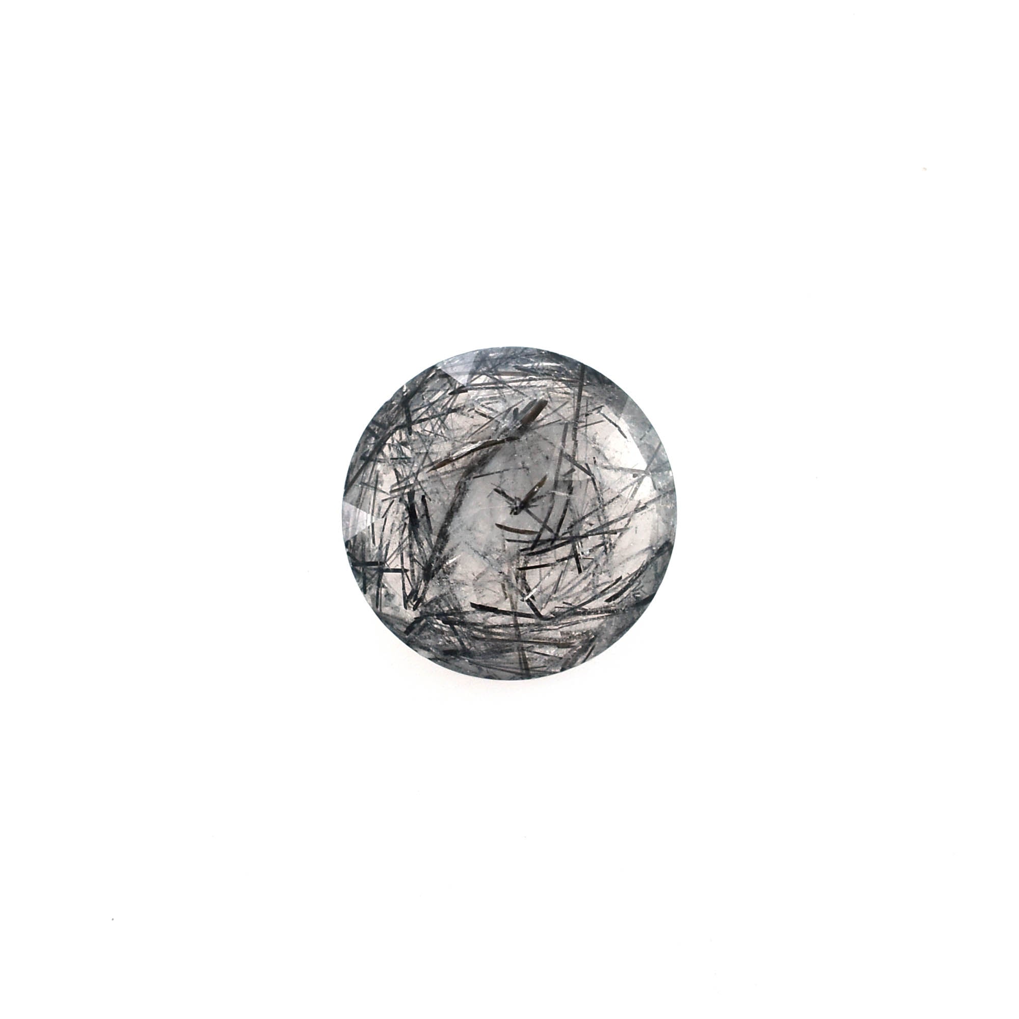 BLACK RUTILE QUARTZ MANY RUTILE (MILKY)(HI) CUT ROUND 8.00X8.00 MM 1.83 Cts.