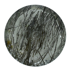 BLACK RUTILE QUARTZ MANY RUTILE CUT ROUND (MILKY)(HI) 8.00X8.00 MM 0.37 Cts.