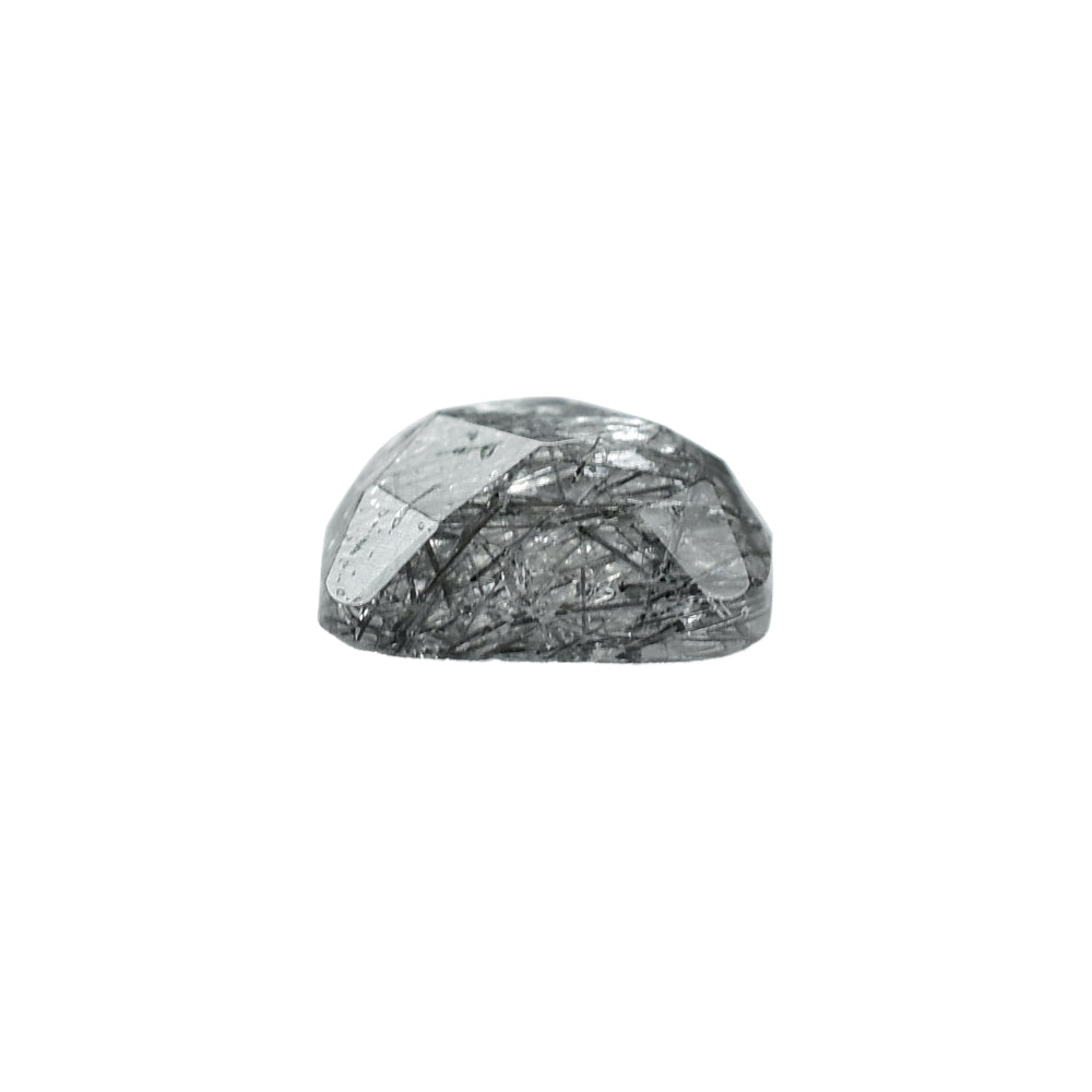 BLACK RUTILE QUARTZ MANY RUTILE CHECKER CUT CUSHION CAB (MILKY)(SI) 8.00X8.00 MM 0.38 Cts.