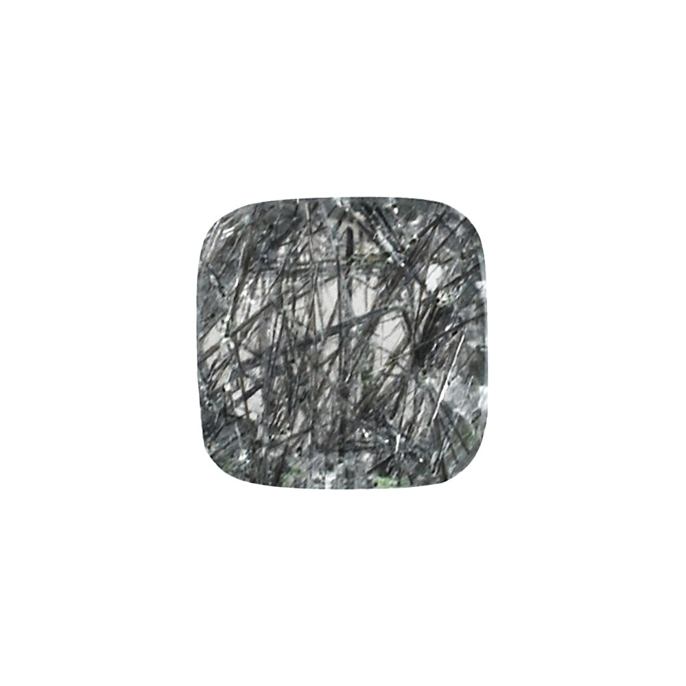 BLACK RUTILE QUARTZ MANY RUTILE CHECKER CUT CUSHION CAB (MILKY)(SI) 8.00X8.00 MM 0.38 Cts.