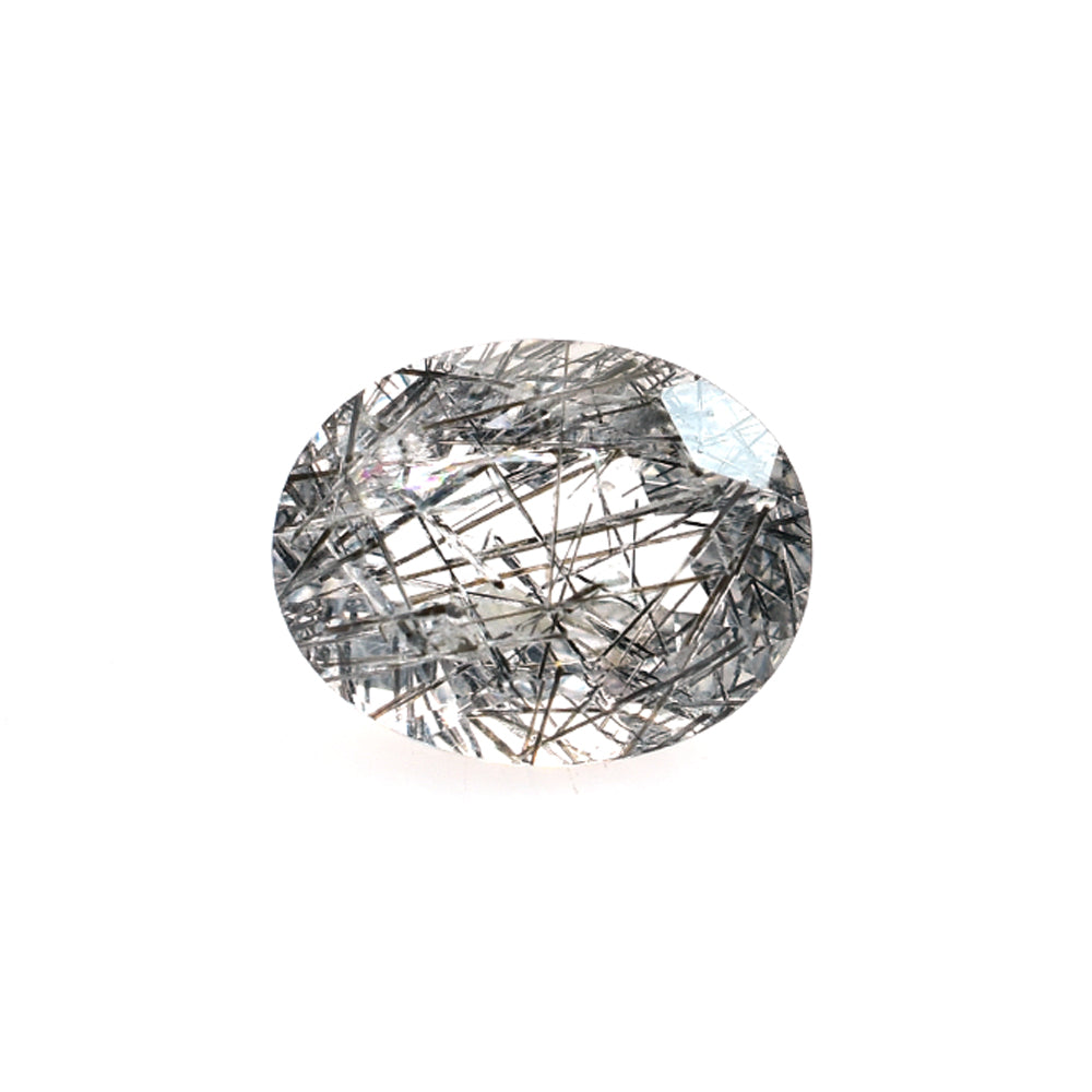 BLACK RUTILE QUARTZ (MANY RUTILE) (TRANSPARENT)(SI) CUT OVAL 10.00X8.00 MM 2.45 Cts.