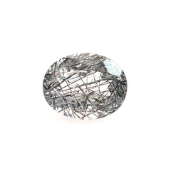 BLACK RUTILE QUARTZ (MANY RUTILE) (TRANSPARENT)(SI) CUT OVAL 10.00X8.00 MM 2.45 Cts.