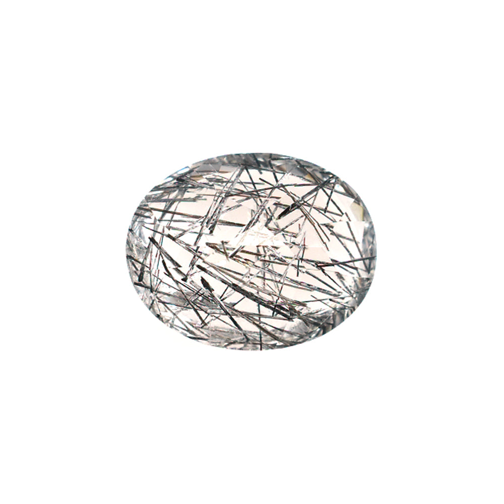 BLACK RUTILE QUARTZ (MANY RUTILE) (TRANSPARENT)(SI) CUT OVAL 10.00X8.00 MM 2.45 Cts.