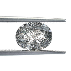 BLACK RUTILE QUARTZ (MANY RUTILE) (TRANSPARENT)(SI) CUT OVAL 10.00X8.00 MM 2.45 Cts.