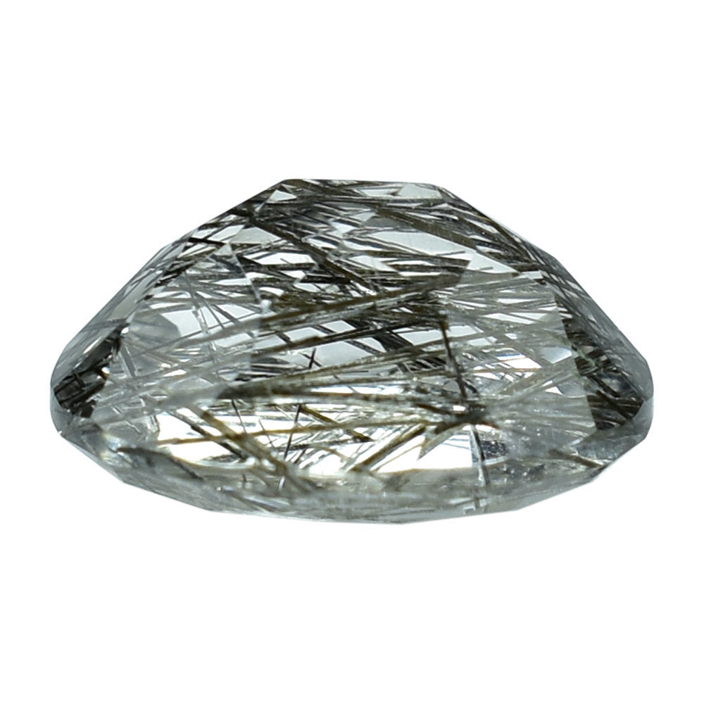 BLACK RUTILE QUARTZ (MANY RUTILE) (TRANSPARENT)(SI) CUT OVAL 10.00X8.00 MM 2.45 Cts.